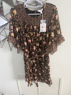 LC Lauren Conrad Black Floral Mini Dress